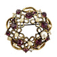 vintage gold purple faux pearls rhinestones flower BROOCH floral jewelry pin