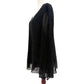 JKARA black Cocktail Beaded Top women's LARGE v-neck blouse sheer bell sleeve