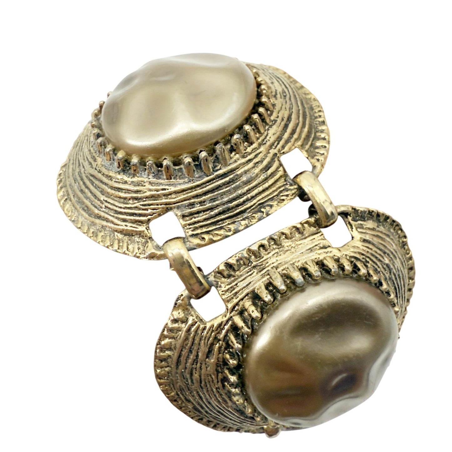 vintage round medallion disks gold tone metal Link Bracelet costume jewelry