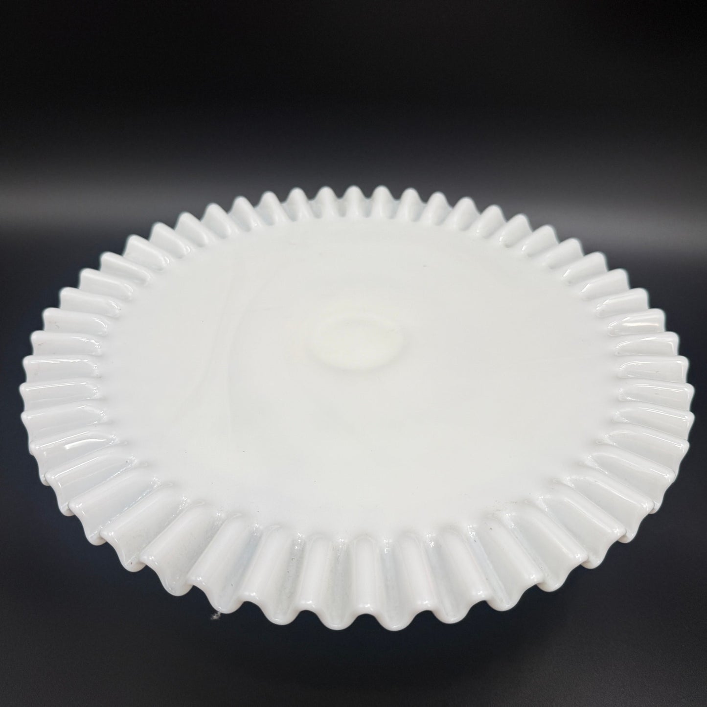 vintage Fenton white Hobnail Milk Glass round Cake Plate pedestal Stand 12.5"