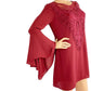 Collective Concepts Bell Sleeves Crochet Lace Front Boho Shift DRESS size SMALL