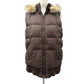 Old Navy Maternity brown puffer VEST faux fur hood size SMALL