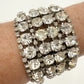 vintage 1.75" wide Rhinestone Bracelet clear iridescent stones costume jewelry