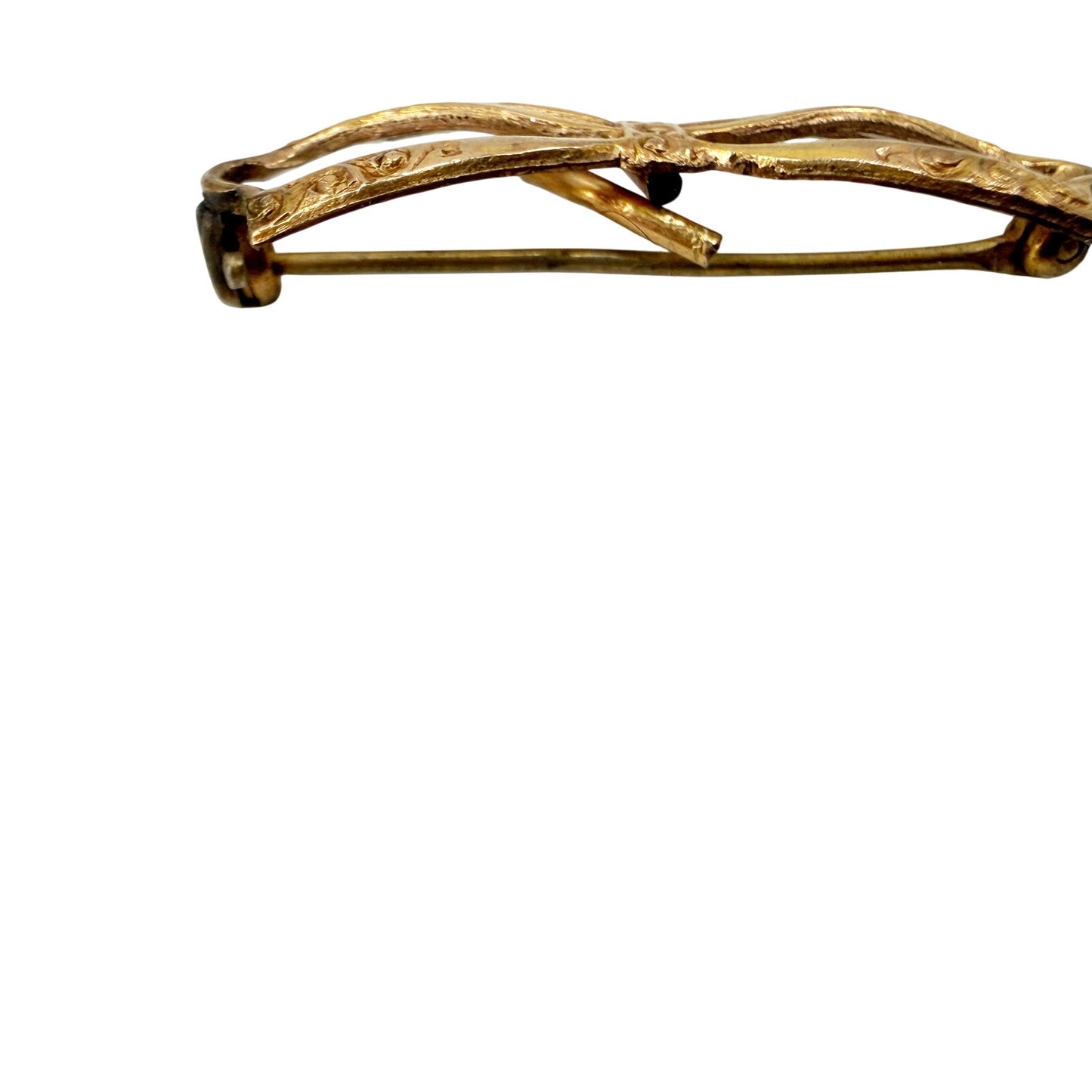vintage 10K gold filled Engraved Bow BROOCH costume jewelry MCM ribbon pin