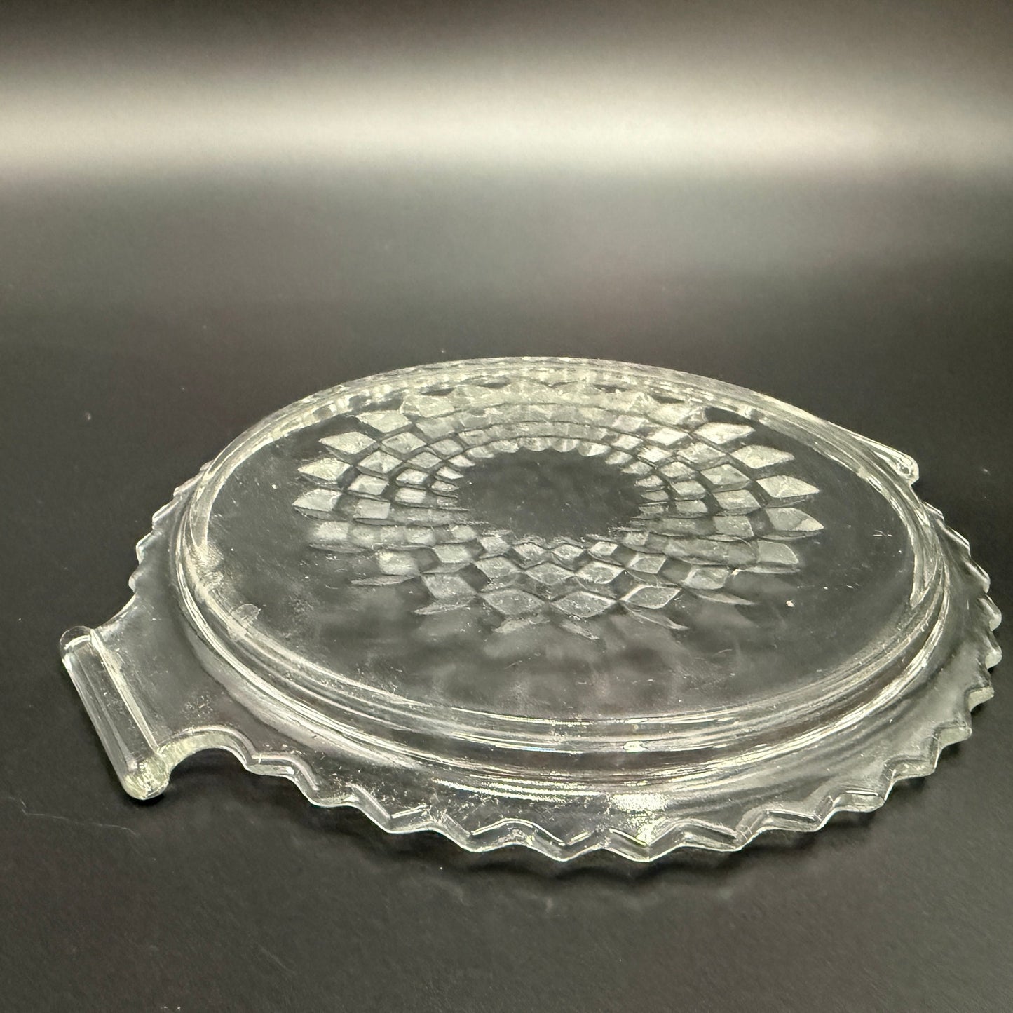 8" Round Handled Tray | Jeannette Glass