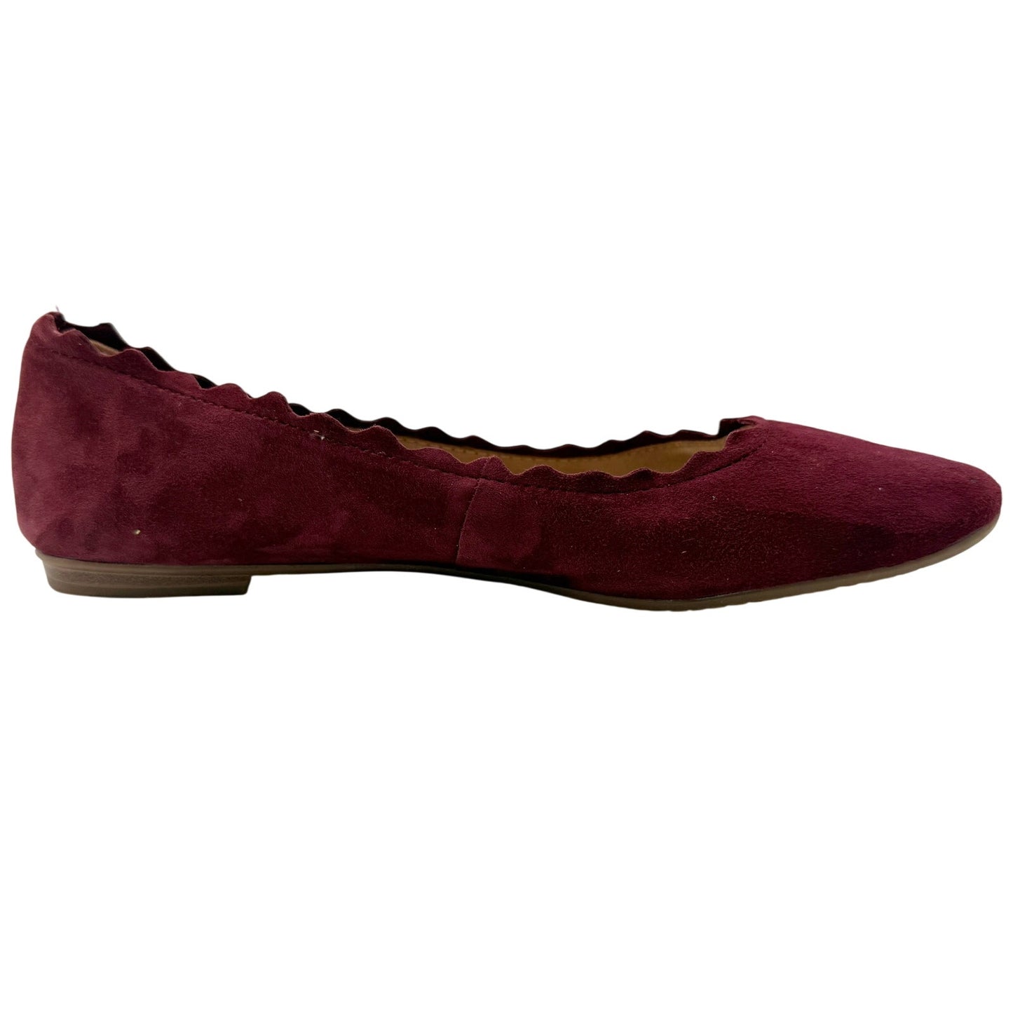 Audrey Brooke burgundy Winny Ballet Flats size 7M shoes suede leather scalloped
