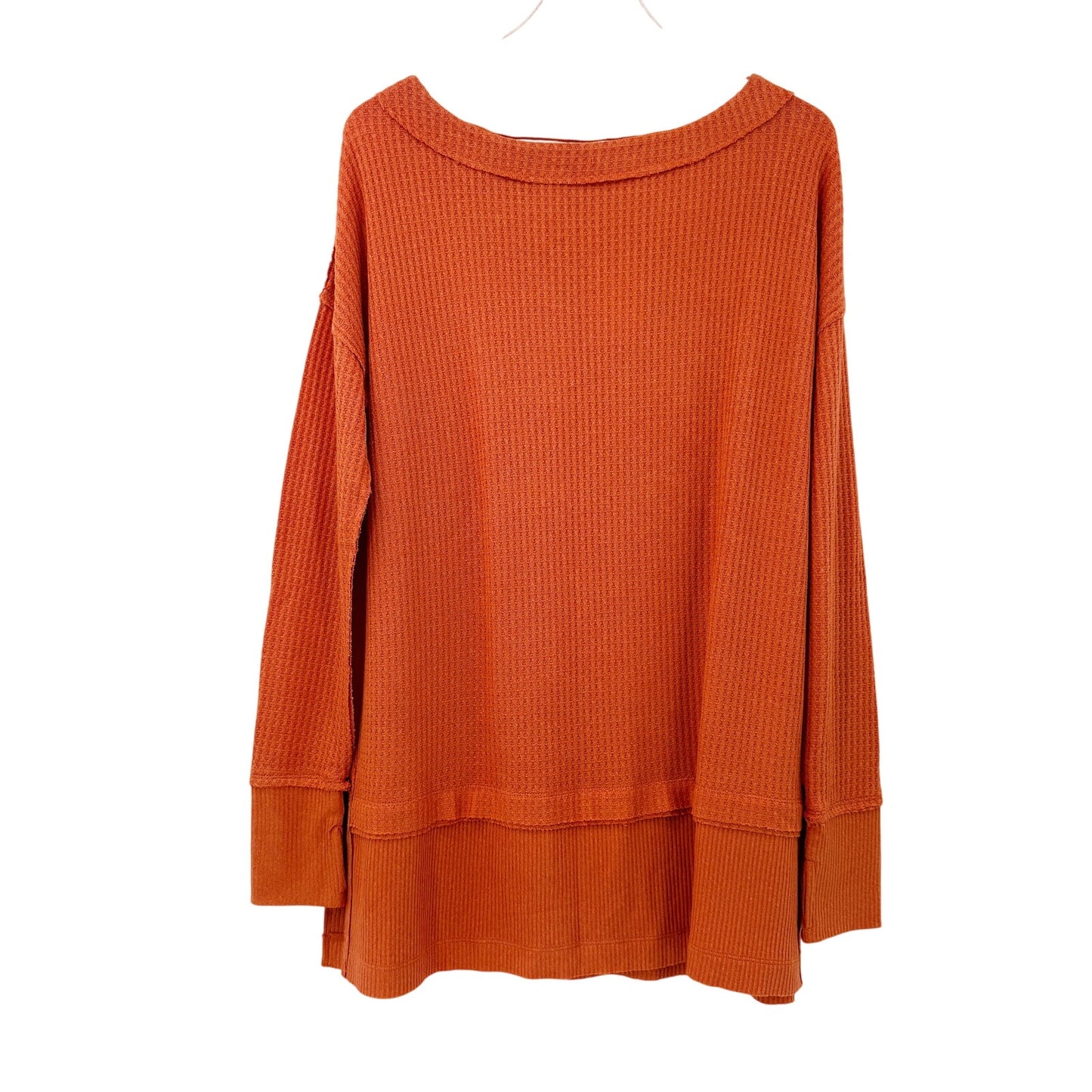 We the Free People orange coral North Shore Thermal top women's SMALL shirt NEW