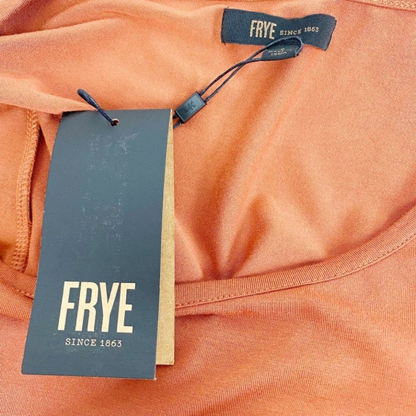 FRYE baked clay orange rust long sleeve Ruffle Knit Top women's S small new $88