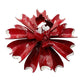 vintage enamel red & white metal flower BROOCH floral jewelry pin
