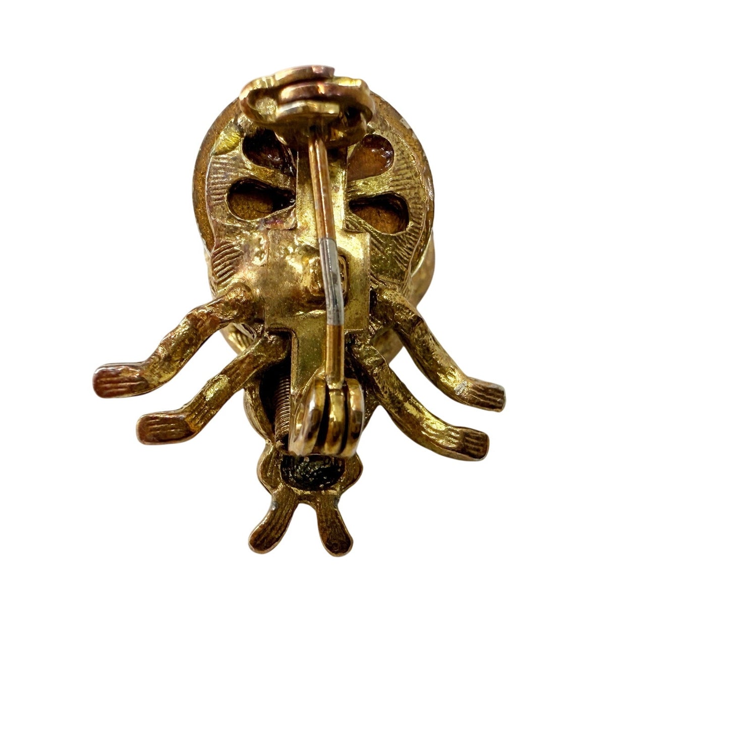 vintage antique gold tone Trembler Brooch flying insect jewelry pin rhinestones