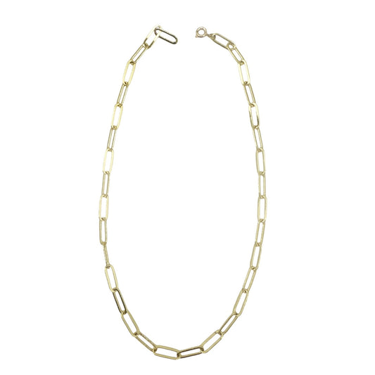 gold tone metal Paper Clip chain Necklace 16" length fashion jewelry