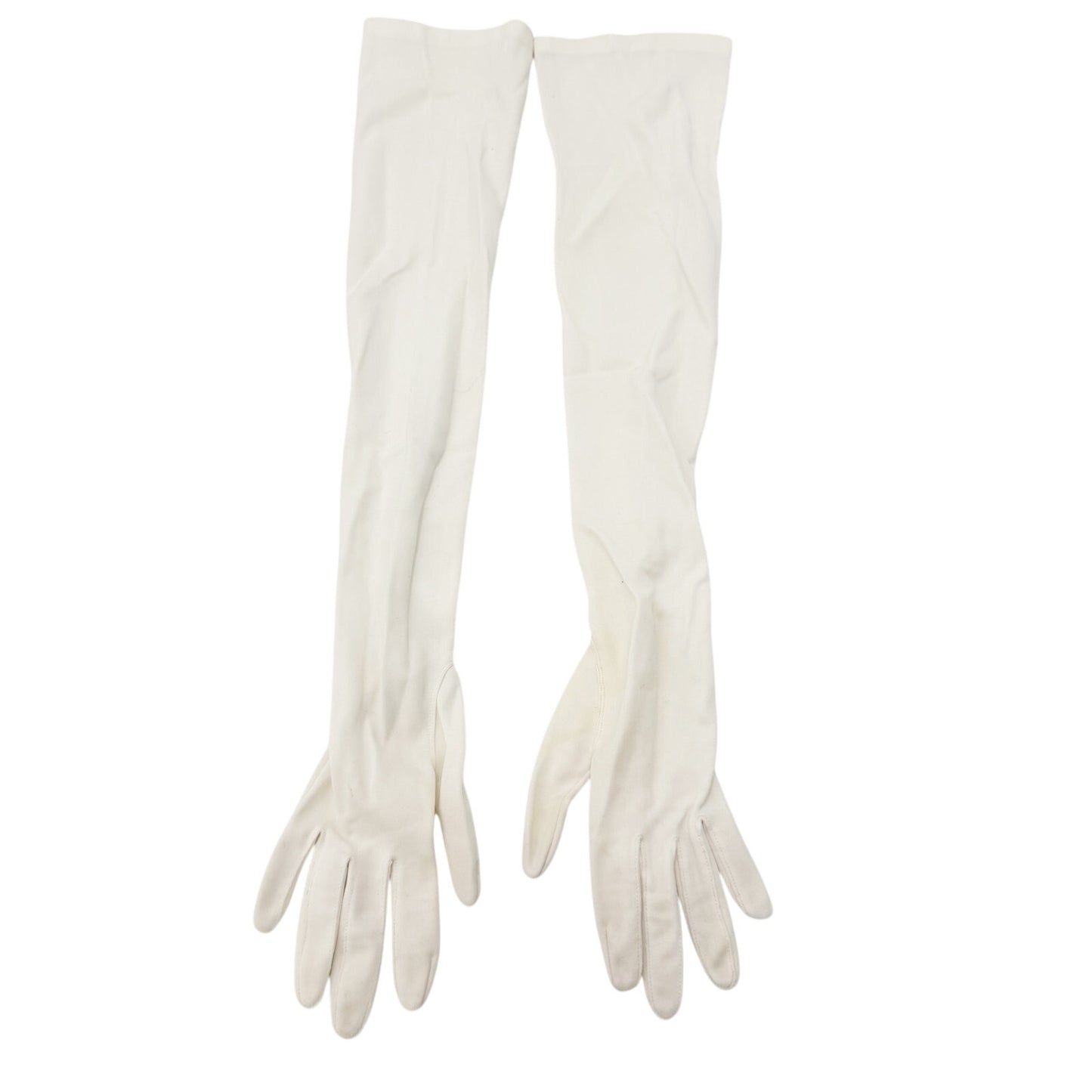vintage white Above the Elbow long Dress Gloves women's SMALL faux pearls