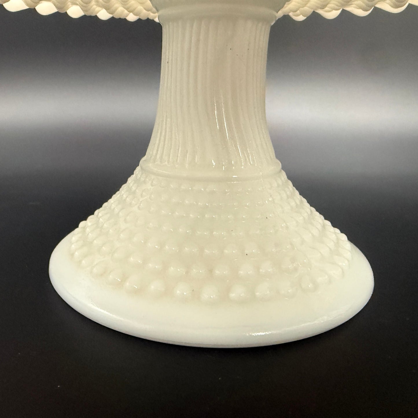 vintage Fenton white Hobnail Milk Glass round Cake Plate pedestal Stand 12.5"