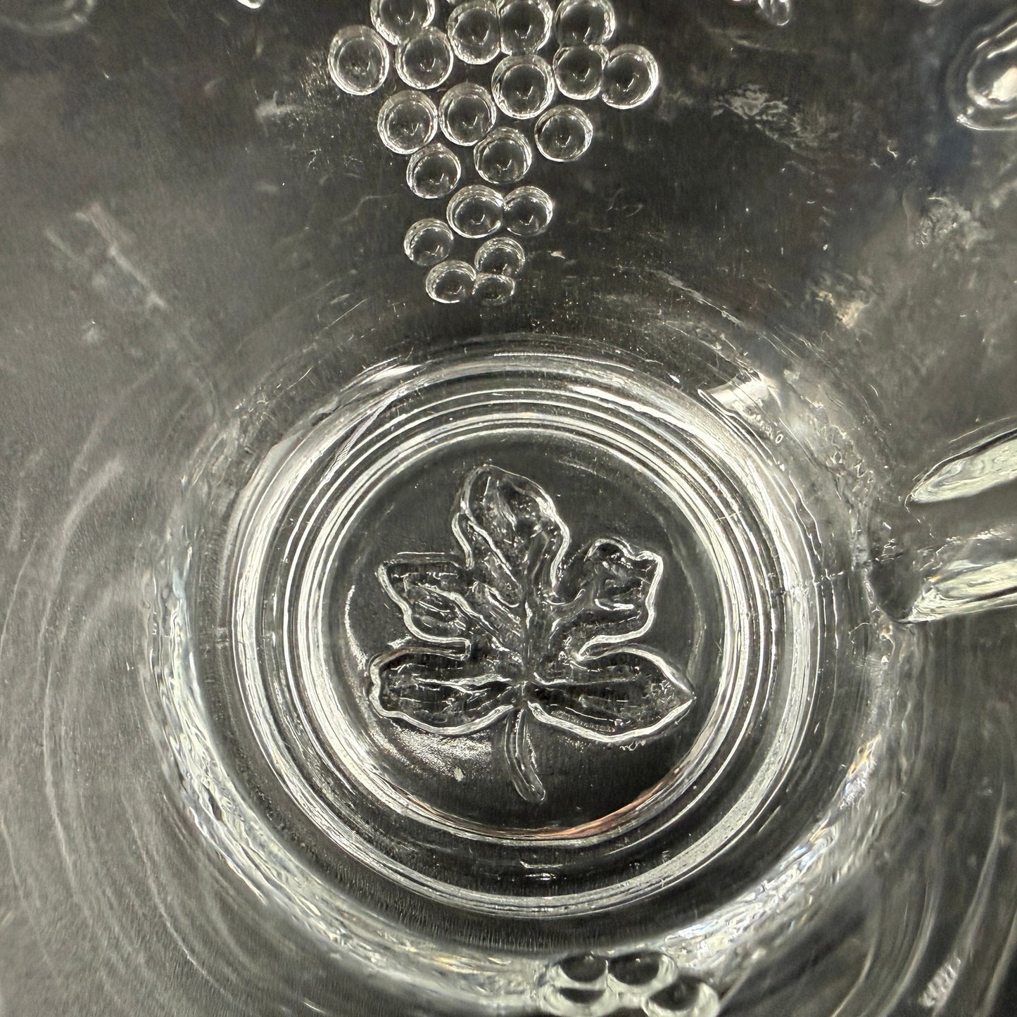 set of 3 vintage Anchor Hocking Vintage Clear Snack Cups grape clusters leaves