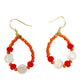 handmade orange & crystal loop beaded EARRINGS jewelry NEW vintage beads